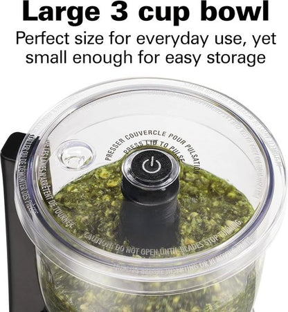 Hamilton Beach Electric Vegetable Chopper - 3-Cup Mini Food Processor, 350 Watts, Black | Perfect for Dicing & Mincing