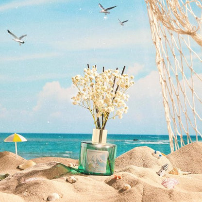 Cocorrína Reed Diffuser - Hawaii Melody 6.7 Fl. Oz Set with 8 Sticks & Preserved Baby's Breath for Home Decor