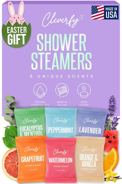 Cleverfy Shower Steamers Aromatherapy - Easter Basket Stuffers for Teens and Adults - Easter Gifts for Women and Men, Girls and Boys - 6 Tablets