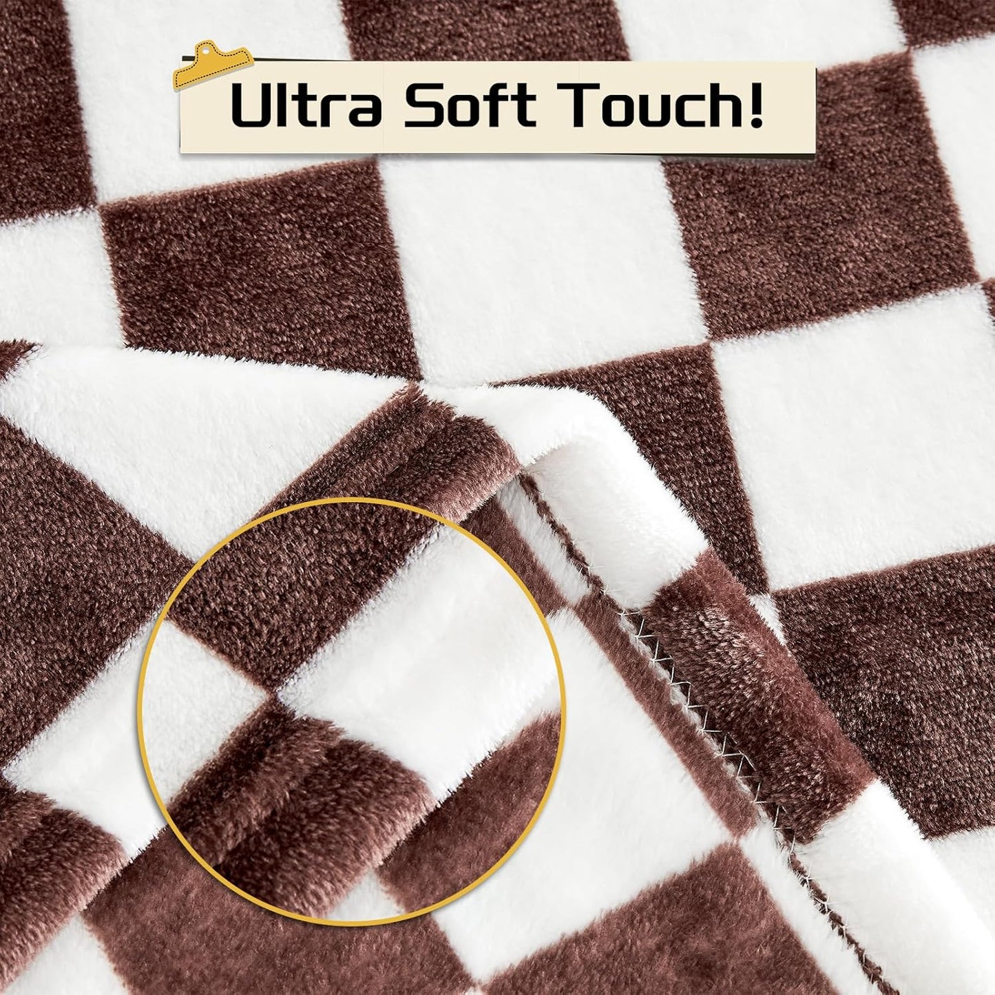 Yurhap Checkered Baby Blanket - Super Soft Fleece for Boys & Girls | 30x40 Inch, Brown