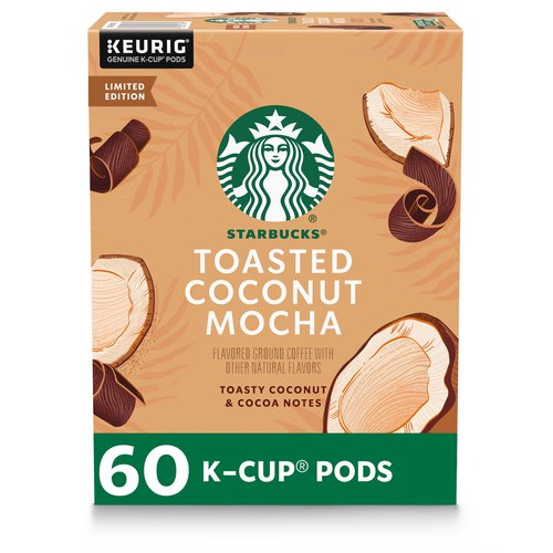 Starbucks K-Cup Coffee Pods, Toasted Coconut Mocha Flavored Coffee for Keurig Brewers, 100% Arabica, Limited Edition, 6 Boxes (60 Pods Total)