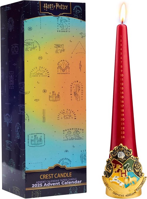 Harry Potter Advent Calendar 2025 - Candle & Holder Set with Tapered Unscented Candles | Hogwarts Room Decor