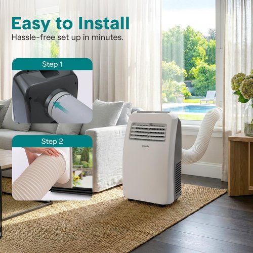 SereneLife 3-in-1 Portable Air Conditioner with Built-in Dehumidifier Function,Fan Mode, Remote Control, Complete Window Mount Exhaust Kit