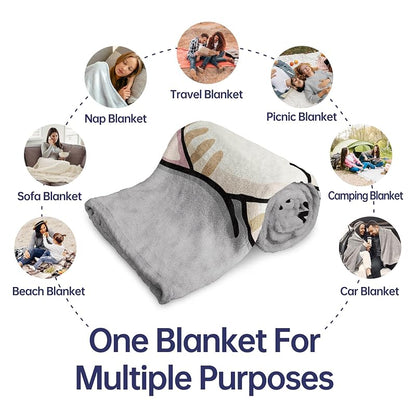 Daughter Nap Blanket - Grey 60x50 in | Cozy Flannel Fleece Throw with Sleepy Cat Design