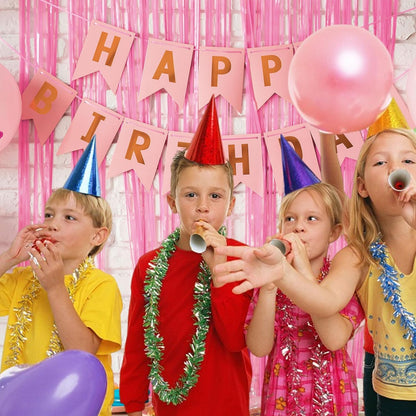 Skiennix 20 Pack Pink Tinsel Curtain Backdrop - Foil Fringe Birthday & Graduation Party Decor