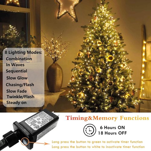Easy Christmas Lights - 420 LED Waterfall Tree Topper | 8.2FT, 12 Lines, 8 Modes, Waterproof for 6FT Tree