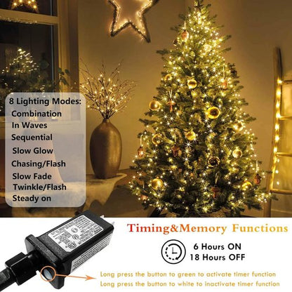 Easy Christmas Lights - 420 LED Waterfall Tree Topper | 8.2FT, 12 Lines, 8 Modes, Waterproof for 6FT Tree
