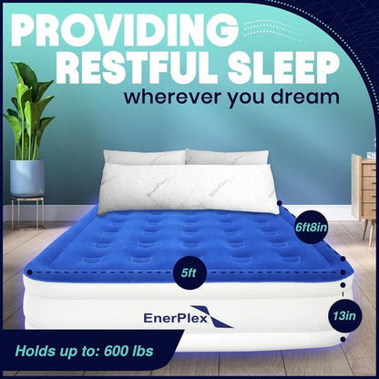 EnerPlex Air Mattress - Self-Inflating Blow Up Bed with Neck Support | Portable Travel & Home Use