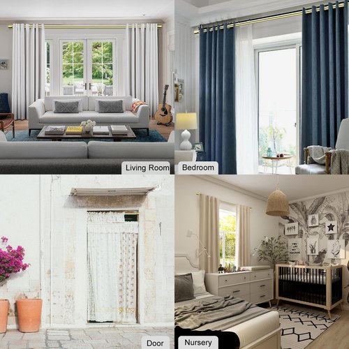 Byondeth Curtain Rods for Windows 16 to 28 Inches Adjustable Length 1 Inch Diameter Window Curtain Rod with Aluminium Finials, Gold