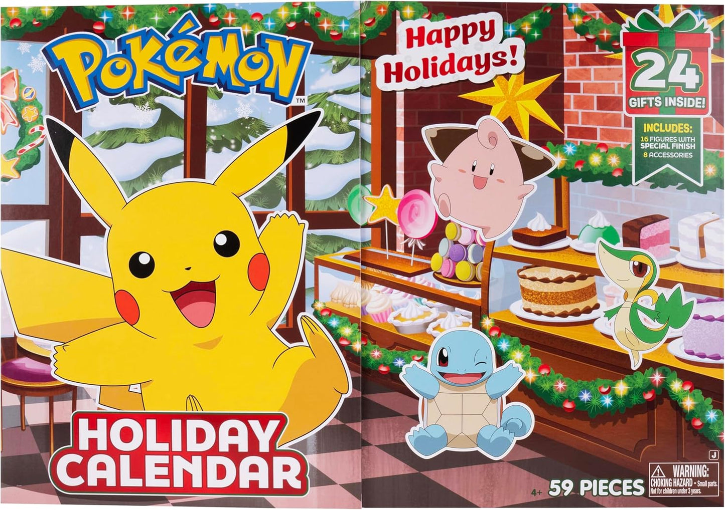 Pokemon Holiday Calendar 2025 - 16 Premium 2-Inch Battle Figures & 8 Unique Accessories