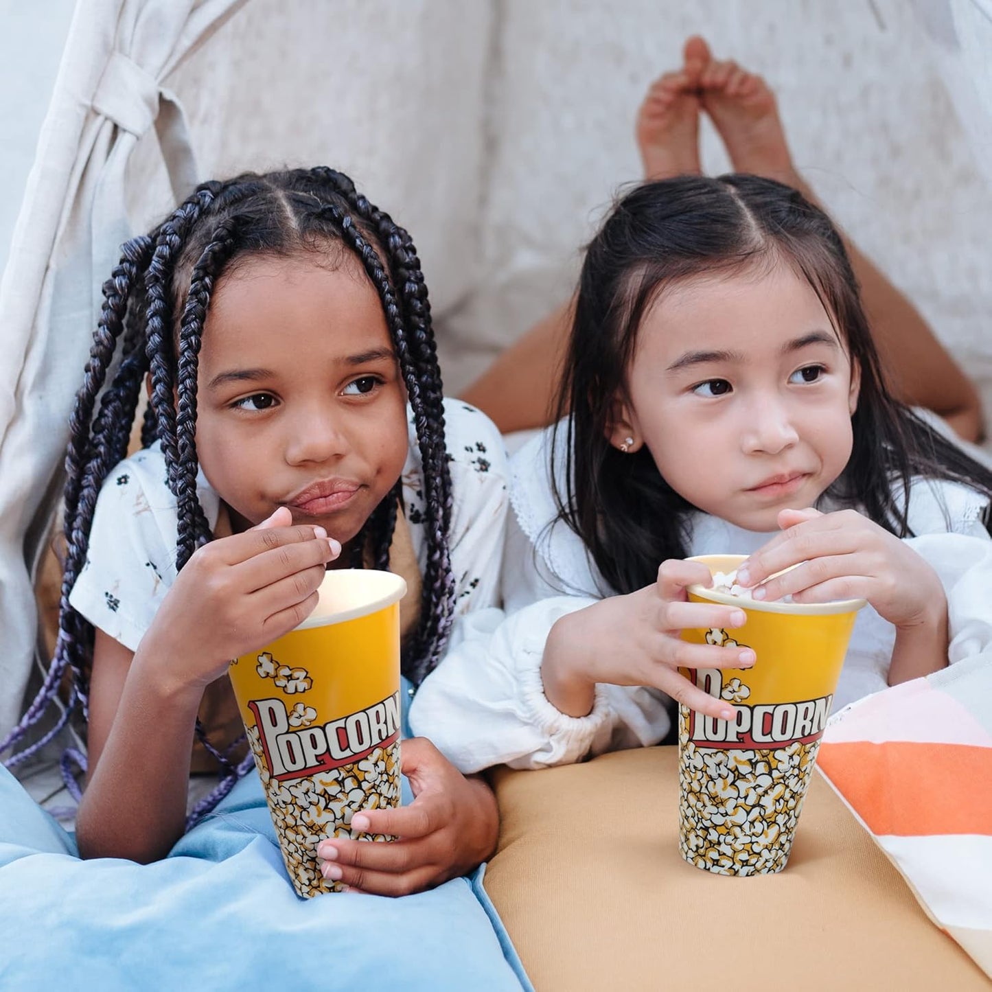 Novelty Place Retro Style Popcorn Containers - Perfect for Movie Night | 7" Tall x 4.5" Diameter (3 Pack)