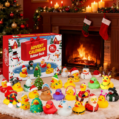 Skiennix 24 Pcs Christmas Rubber Ducks - Fidget Toys for Advent Countdown & Stocking Stuffers