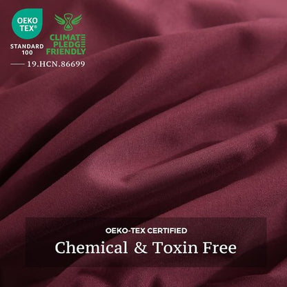 JSD Burgundy Duvet Cover Set - Soft Brushed Microfiber, 3-Piece Queen Size with Pillow Shams