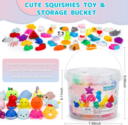 Mochi Squishy Toys 100-Pack - Fun Party Favors for Kids | Mini Fidget Toys & Classroom Prizes