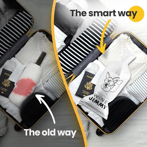 JIMMY THE FOX | Reusable Wine Bags for Travel | 3-Pack | Durable Triple-Layer Bottle Protector Sleeve | Leak-Proof & Impact-Resistant | Airplane & Cruise Luggage | Wine Lover Gifts - Wine Jimmy