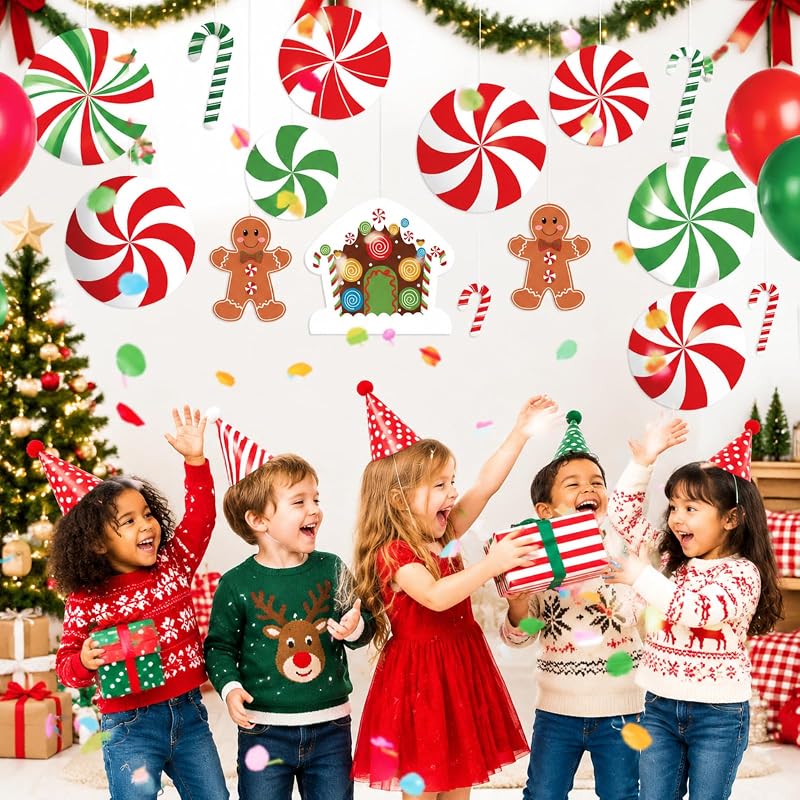 Christmas Peppermint Candy Cane Gingerbread Cutouts - 30 Pcs