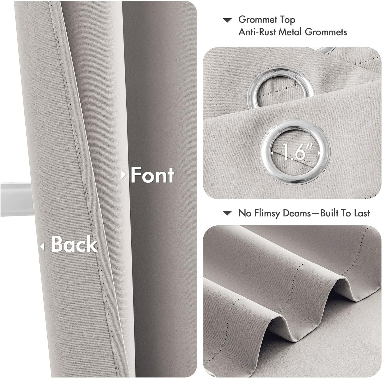 MIULEE Blackout Curtains - Thermal Insulated Room Darkening Drapes | 72-Inch Grommet Panels, Noise Reduction