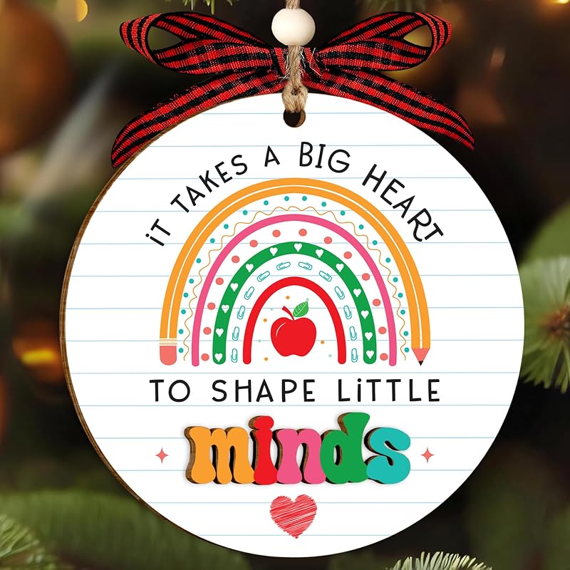 It Takes Big Heart Teacher Appreciation Ornaments 2026 - Handmade Wooden Keepsake