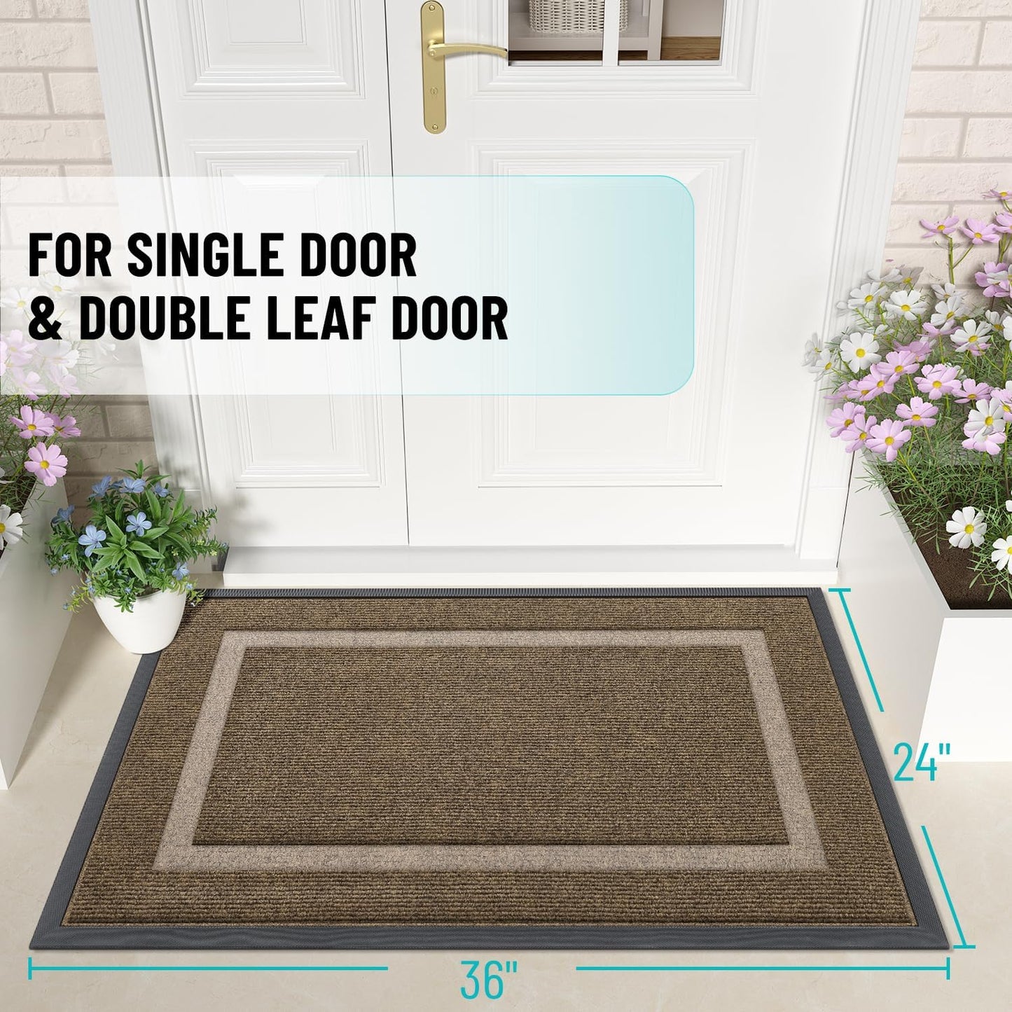OLANLY Waterproof Front Door Mat - All-Season, Fade Resistant, Easy Clean, 36x24, Brown