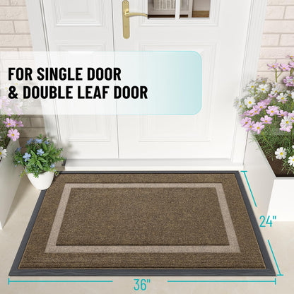 OLANLY Waterproof Front Door Mat - All-Season, Fade Resistant, Easy Clean, 36x24, Brown