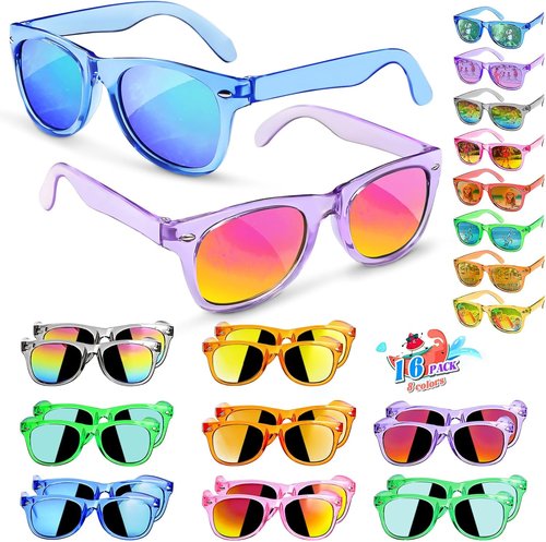 GKTZ Kids Sunglasses - UV 400 Protection Neon Party Favors for Boys & Girls | 16 Pack