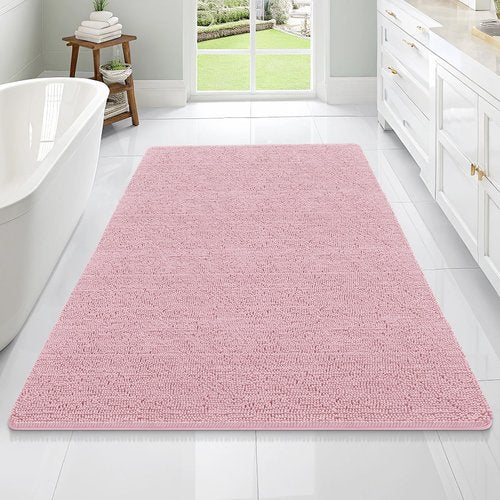 OLANLY Bathroom Rugs 70x46, Extra Soft Absorbent Chenille Bath Rugs, Rubber Backing Quick Dry, Machine Washable Bath Mats for Bathroom Floor, Tub and Shower, Home Decor Accessories, Dusty Rose