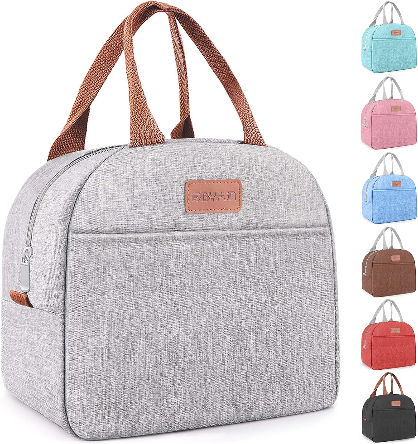 Skiennix Insulated Lunch Bag - Leakproof Cooler Tote for Adults | High Capacity, Reusable, Grey