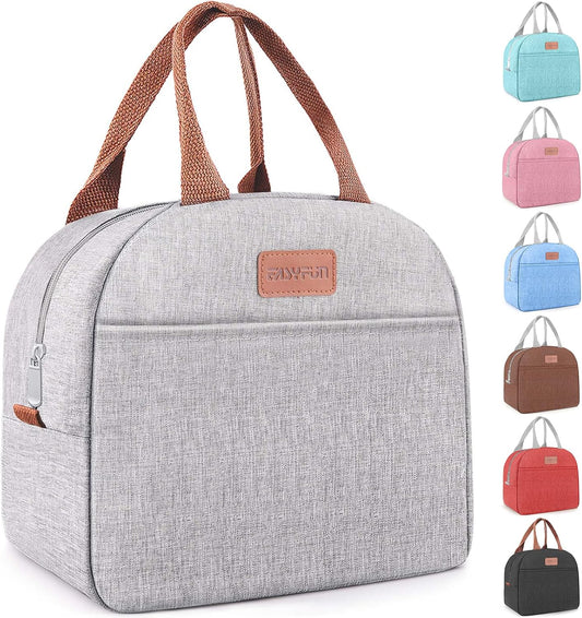 Skiennix Insulated Lunch Bag - Leakproof Cooler Tote for Adults | High Capacity, Reusable, Grey
