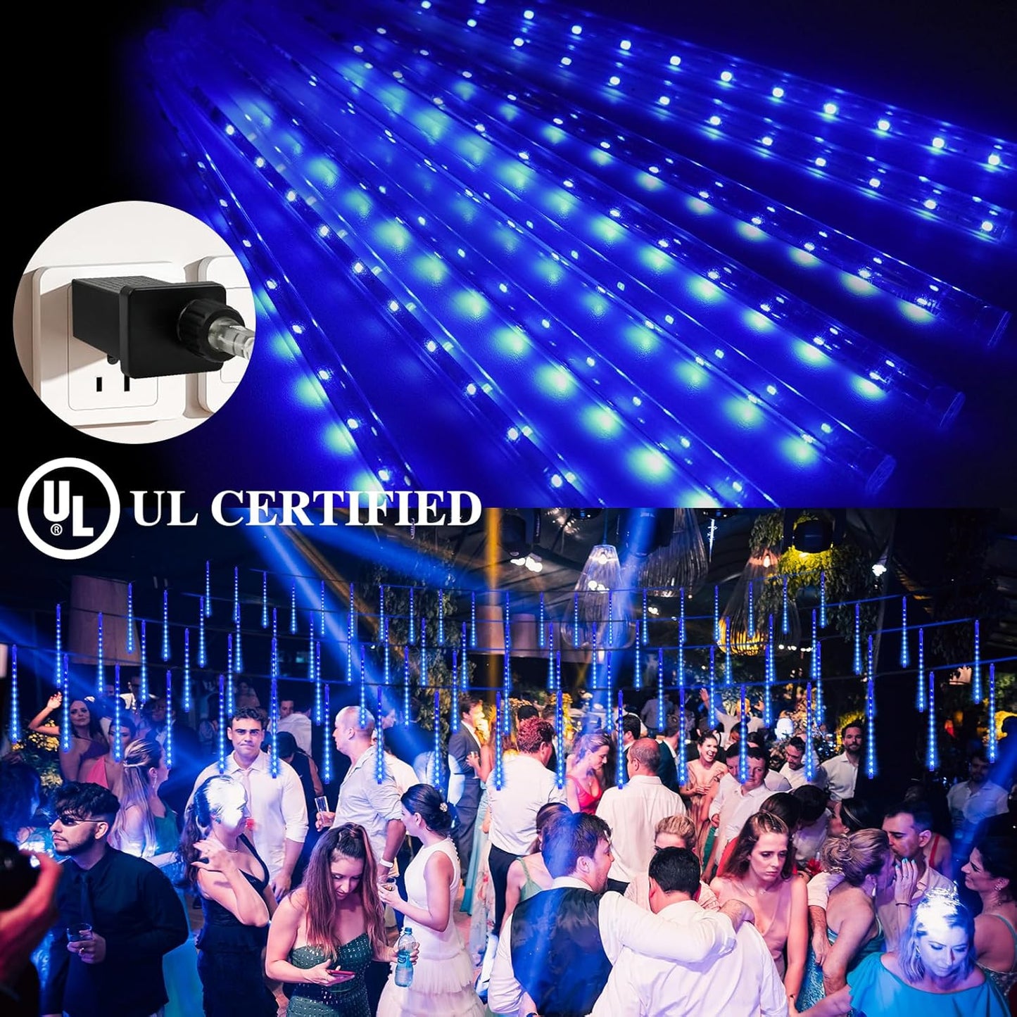 Meteors Shower Lights - 192 LED Falling Rain Lights | Waterproof 11.8-Inch Blue Christmas Decor