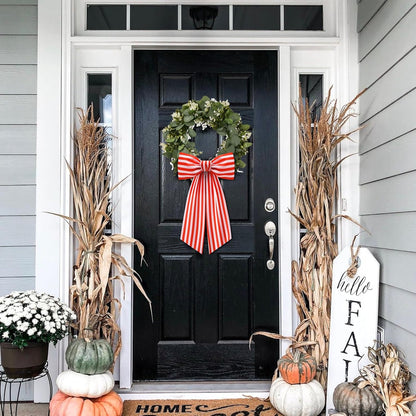 Stripe Boxwood Wreath Sash by [Brand Name] - 2 Pack Red and White Decorative Door Garlands