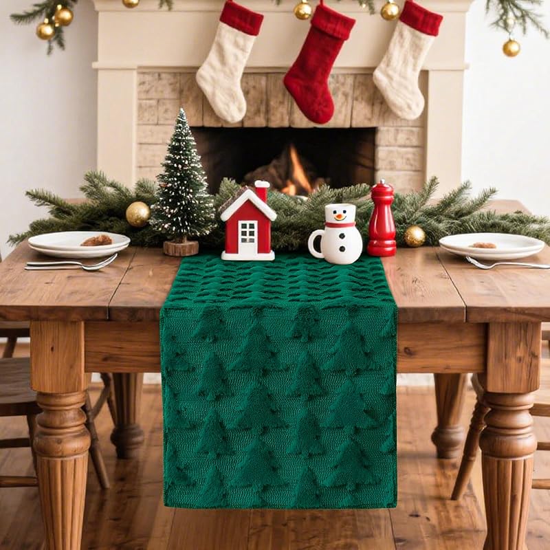 Artscope Christmas Tree Table Runner 13x72 Inches - Green (Variation: Green Tree+13" x 72")