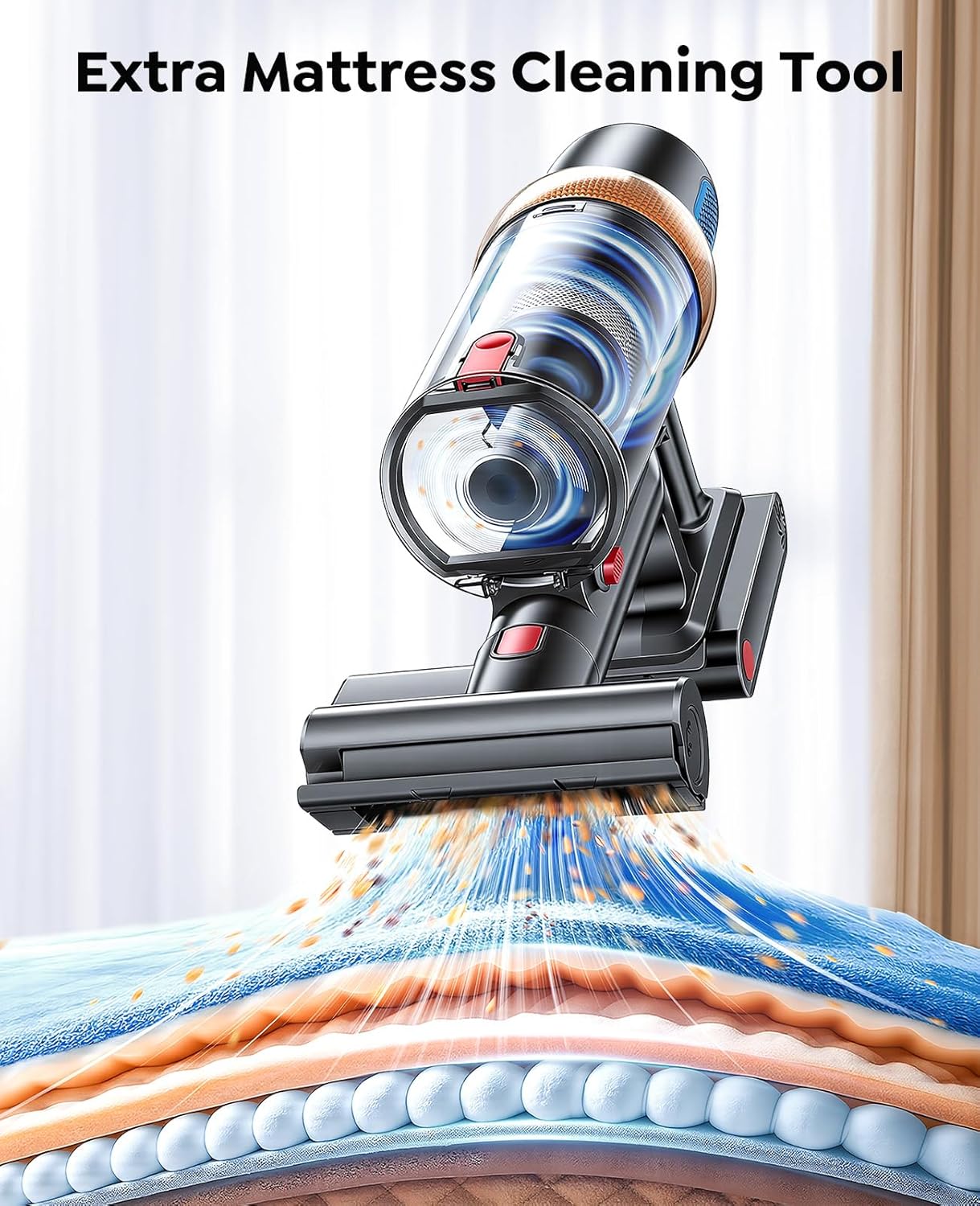 Skiennix Cordless Vacuum Cleaner - 650W 55KPA Power, 70-Minute Runtime, Extra Mattress Tool | Ideal for Pet Hair & Carpets