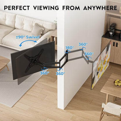 BONTEC TV Wall Mount - Full Motion Swivel Design for 26–65 Inch Screens | Heavy Duty Bracket, Max VESA 400x400, Holds 77 lbs