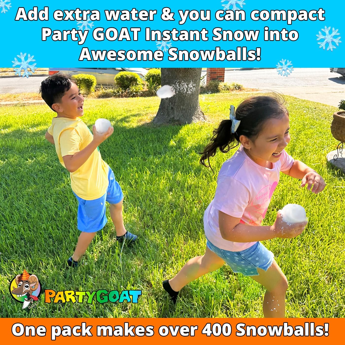 Party Goat Instant Snow Powder - Create 7 Gallons of Fake Snow for Sensory Play | 18oz, Just Add Water