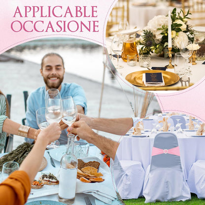 VitalCozy Spandex Chair Sashes - 50 Pcs with Heart Shaped Buckle Slider | Pink Elastic Chair Ties for Weddings & Events