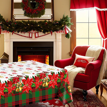 Peryiter 6 Pcs Merry Christmas Plastic Poinsettia Tablecloths 54 x 108 Inches - Variation 6