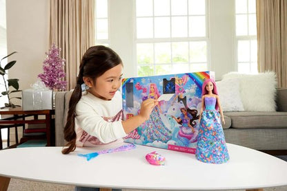Barbie Advent Calendar - Doll with 24 Surprise Accessories, Transform into Mermaid & Fairy
