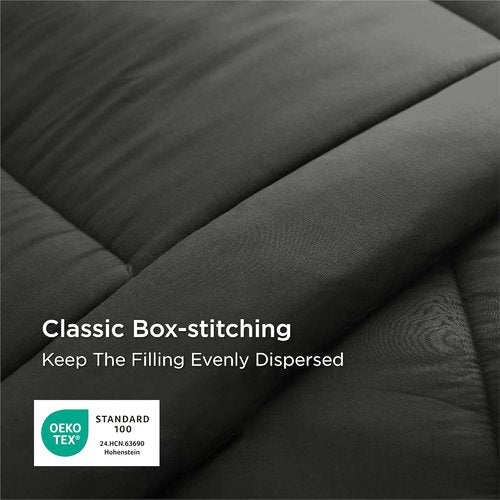 Bedsure Comforter Duvet Insert - All-Season Twin Size Quilted Down Alternative Bedding, Black 88 x 68 Inches