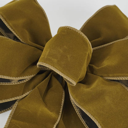Regine Switzerland 13" Khaki Pre-Tied Velvet Bow - Rustic Wreath & Christmas Tree Decor, Perfect for Weddings & Parties