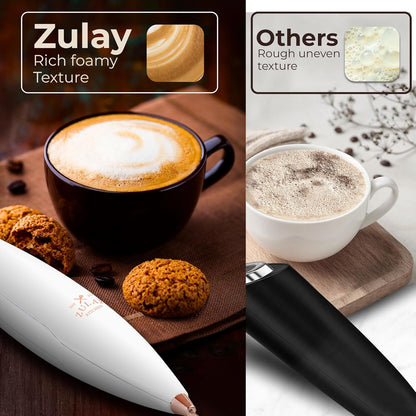 Zulay Kitchen Tornado Triple Whisk Milk Frother - Handheld Foam Maker for Coffee & Lattes - Gold Rose Finish