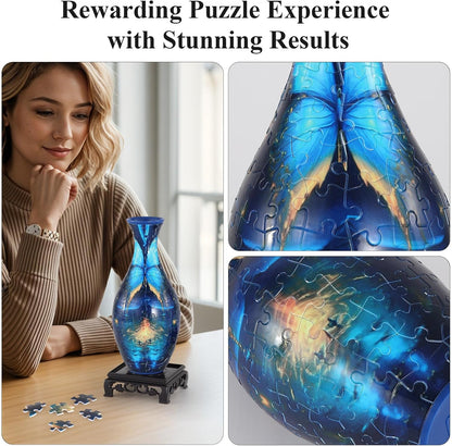 Wowsome 3D Puzzle Vase - Unique Jigsaw Design for Flower Arrangements | Pink Butterfly Decor