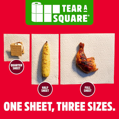 Brawny 3-Ply Tear-A-Square Paper Towels - Strong, Absorbent & Durable | 2 Double Rolls (4 Regular Rolls)