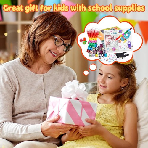 BenLouis Kids Party Favors Set - 96Pcs Mini Coloring Books, Crayons, Slap Bracelets & Stickers for Ages 4-12