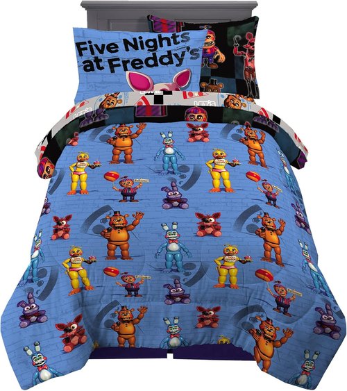 Franco Kids Bedding | Super Soft Twin Comforter & Sheet Set with Sham | Five Nights At Freddy's, 5 Pieces