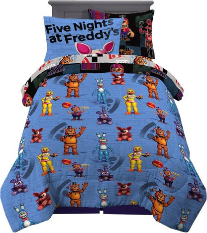 Franco Kids Bedding | Super Soft Twin Comforter & Sheet Set with Sham | Five Nights At Freddy's, 5 Pieces