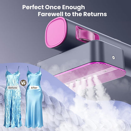 Steam Genie Handheld Garment Steamer - Portable Travel Steamer with 90° Rotation & 3 Gear Settings