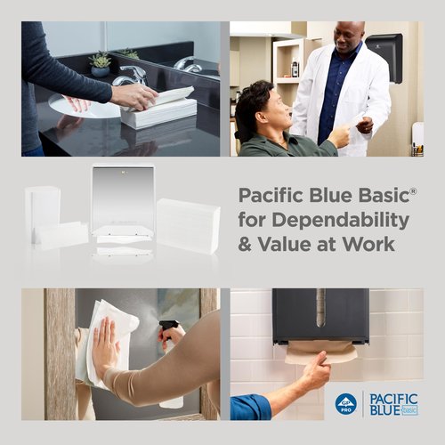 Pacific Blue Basic‚ C-Fold Paper Towels by GP PRO, White, 20603, 240 Towels per Pack, 10 Packs