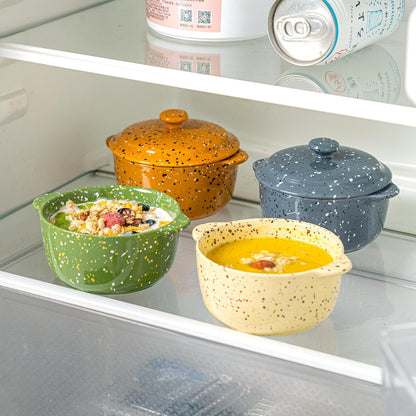 Skiennix Ceramic Mini Cocotte Set - 10 Oz Individual Casserole Dishes with Handles & Lid | Assorted Colors
