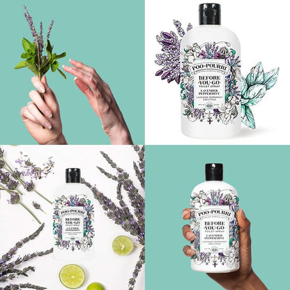 Poo-Pourri Before-You-Go Toilet Spray Refill - Lavender Peppermint | 16 Fl Oz, Up to 800 Uses, Essential Oil Deodorizer