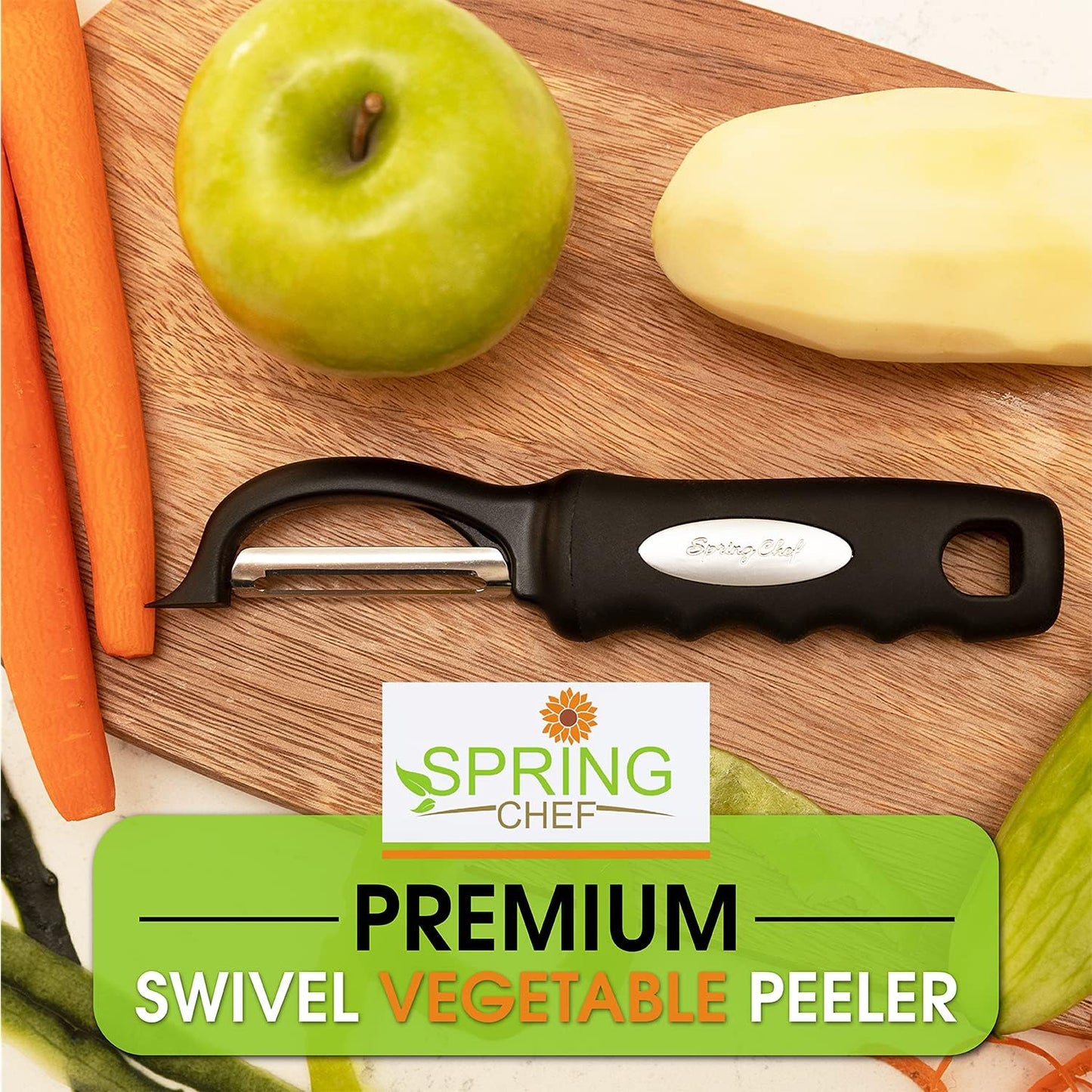 Spring Chef Ice Cream Scoop & Swivel Vegetable Peeler Bundle - Professional Quality - Black